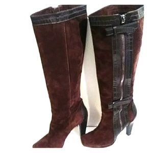 MALO Vintage Suede Knee Italian Zip Brown Boots 39